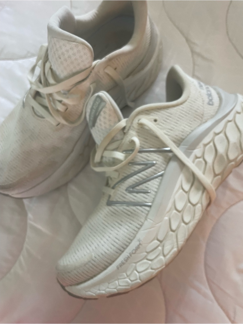 New Balance Women's Cream/Light Gray Athletic Sneakers